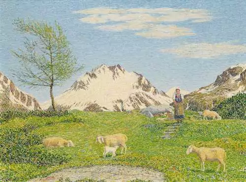 GOTTARDO SEGANTINI — Spring in Maloja with Monte Forno. 1953. — Koller Auktionen
