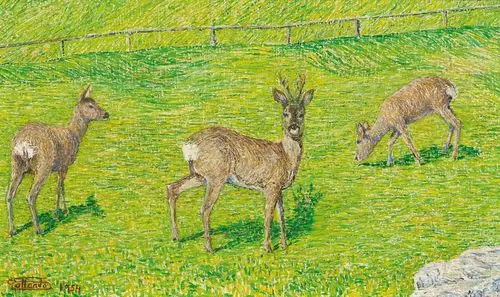 GOTTARDO SEGANTINI — Drei Rehe auf dem Feld. 1954. — Koller Auktionen