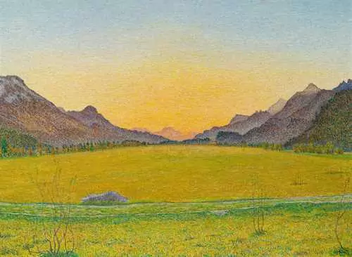 SEGANTINI, GOTTARDO — Large landscape on the Plain of Sils (in the spring). 1949. — Koller Auktionen