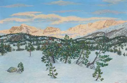 GOTTARDO SEGANTINI — Sera d'Inverno. 1919. Blick von Maloja gegen Piz Surlej und Corvatsch. — Koller Auktionen