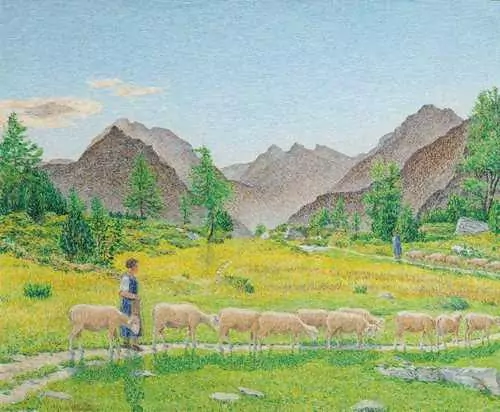 GOTTARDO SEGANTINI — Malojapass mit Hirten und Schafherde. 1955-56. — Koller Auktionen