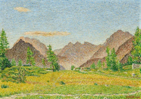 Engadiner Landschaft, Blick ins Bergell, 1956