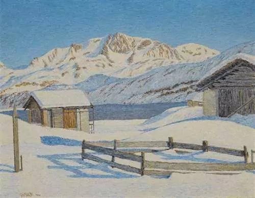 GOTTARDO SEGANTINI — Gravasalvas am Lunghinpass ob Maloja im Winter. 1941. — Koller Auktionen