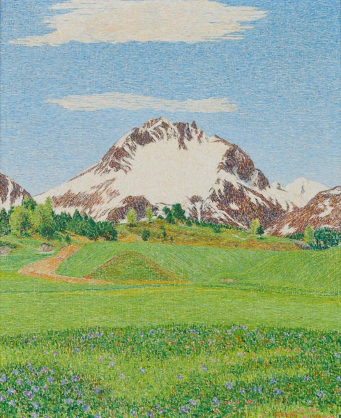 Gottardo Segantini — Blick gegen den Pizzi dei Rossi, 1950