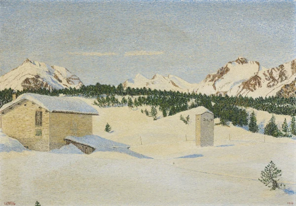 Gottardo Segantini — Grosse Engadiner Winterlandschaft, 1959