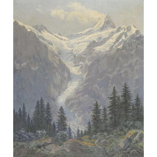 Gottfried Herzig — "Schreckhorn und der Obere Grindelwaldgletscher".
