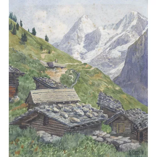 Gottfried Herzig — Alppartie bei Mürren.