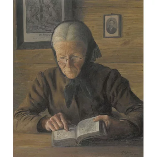 Gottfried Herzig — Lesende Grossmutter.
