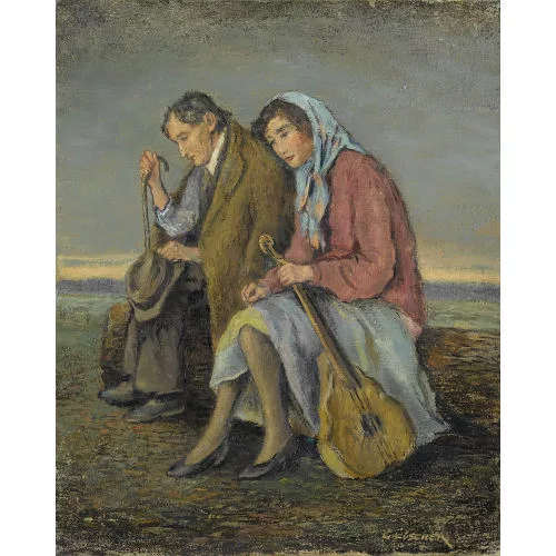 Gottfried Lüscher — Rastendes Paar auf offenem Feld.