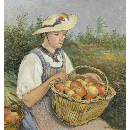 Gottfried Lüscher — "Ein Bauernmädchen, Äpfel verkaufend".