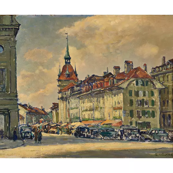 Der Bärenplatz in Bern mit Käfigturm