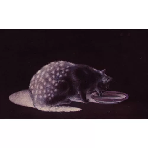 GOTTFRIED MIND — Katze am Milchnapf.