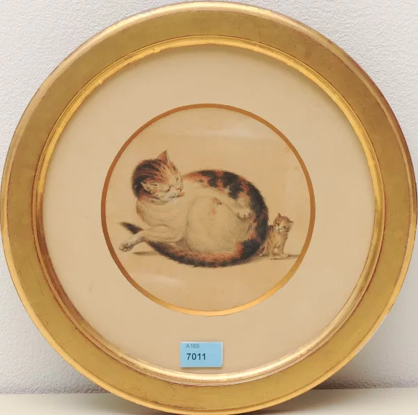 GOTTFRIED MIND — Eine Katze mit ihrem Jungen