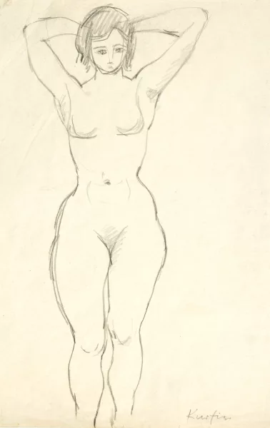 Gottlieb Kurfiss — 3 Zeichnungen: Frauenakt (2); Teekanne