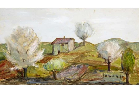 Landschaft mit Gehöft