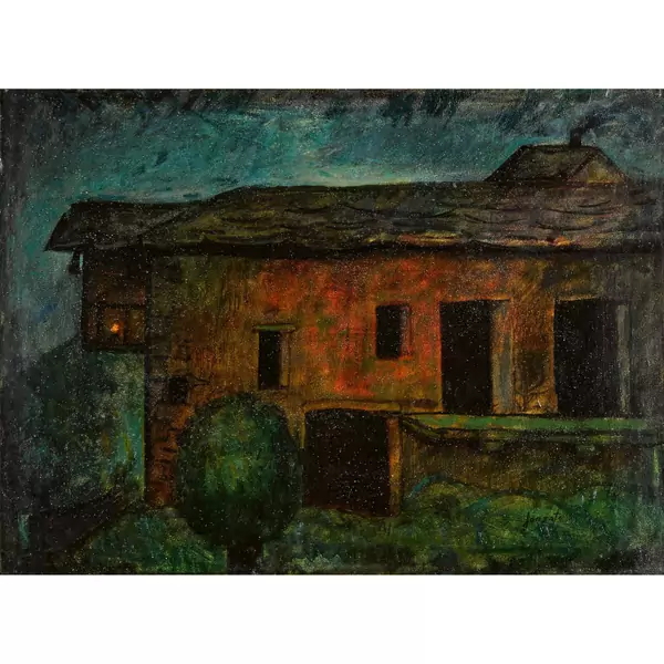 Hauspartie im Abendlicht