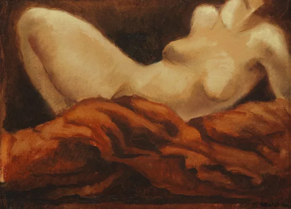 Gustave Buchet — Nu allongé à la draperie