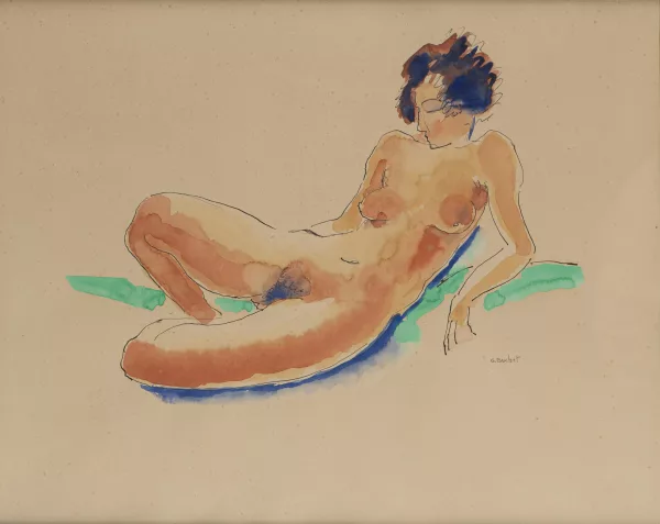 Gustave Buchet — Gustave BUCHET (1888-1963) "Femme nue allongée", aquarelle