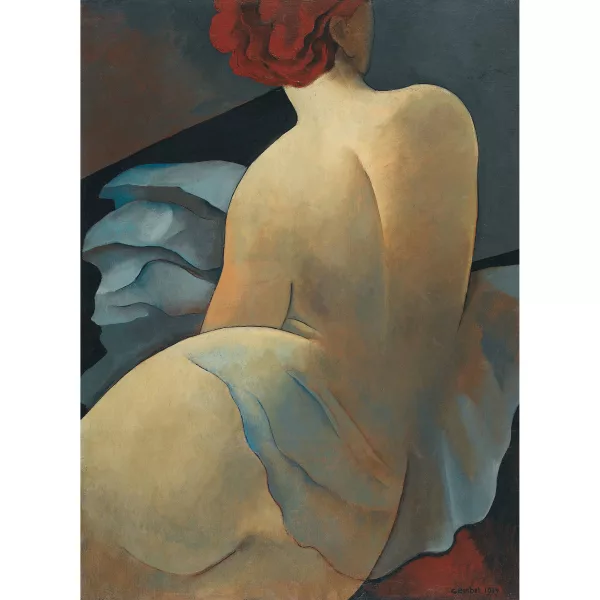 Gustave Buchet — "Nu nacré, draperie bleue".