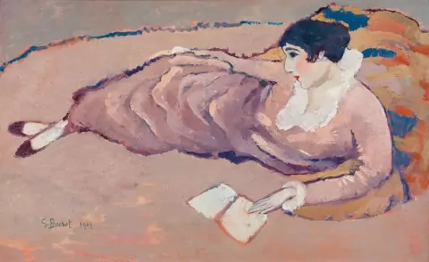 Femme couchée lisant, 1915