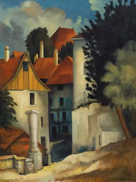 GUSTAVE BUCHET — Maisons à Estavayer. 1945. — Koller Auktionen