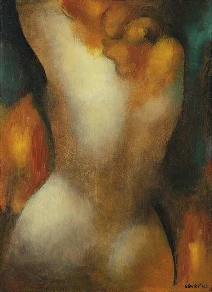 Gustave Buchet — Nu roux de dos, bras levé, 1951