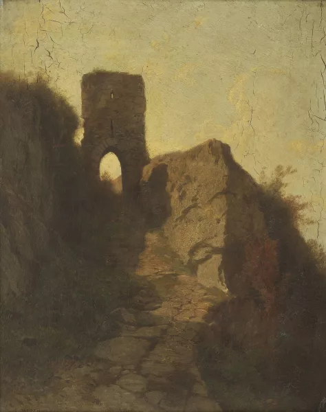 Gustave Castan — Ruines au crépuscule