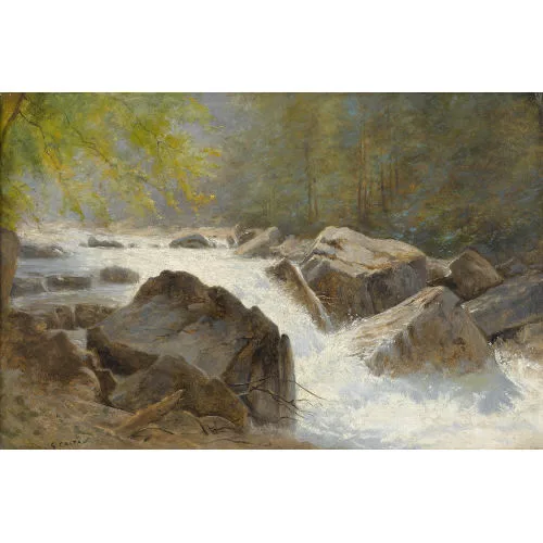 Gustave Castan — Wilder Gebirgsbach mit Wasserfall.