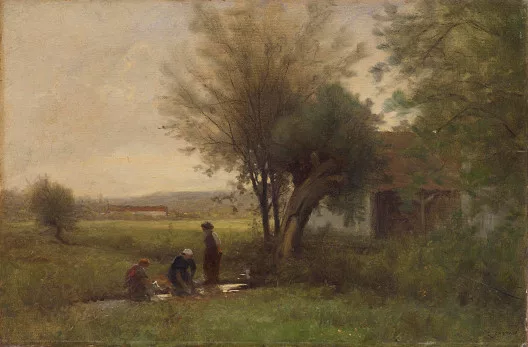 Gustave Castan — Lavandières au bord d'un ruisseau