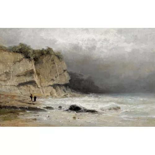 Gustave Castan — Felsige Küstenpartie mit Staffage.