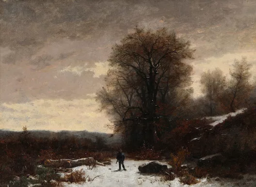 Gustave Castan — Personnage dans un paysage enneigé