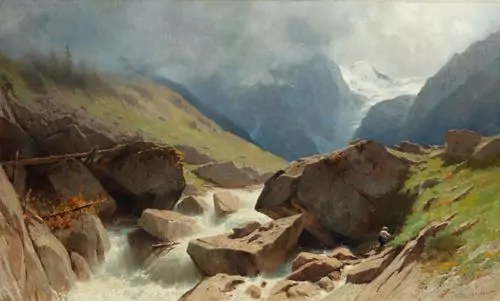 GUSTAVE CASTAN — Valais mountain landscape near Arolla. — Koller Auktionen