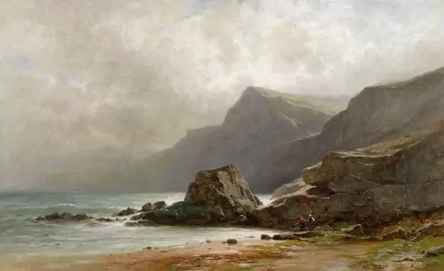 GUSTAVE CASTAN — Meerlandschaft mit zwei Fischern. — Koller Auktionen