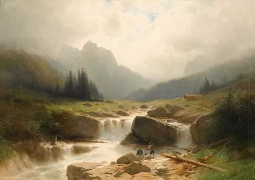GUSTAVE CASTAN — Rosenlauital. Reichenbach mit Wetterhorn auf Schwarzwaldalp. — Koller Auktionen