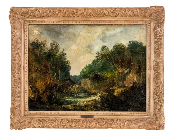Gustave Courbet — Paysage, rivière en foret,