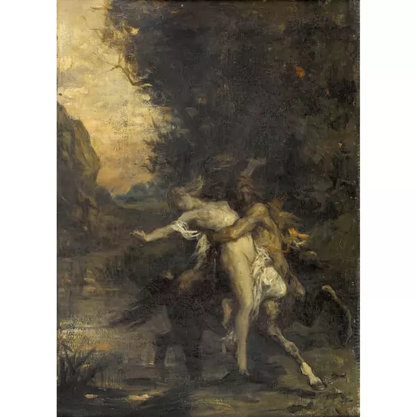 Der Kentaur Nessus entführt Deianira.