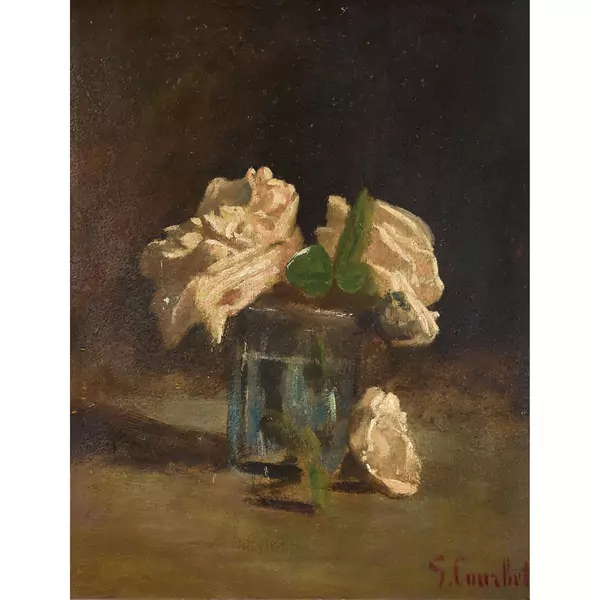 "Trois roses dans un verre"