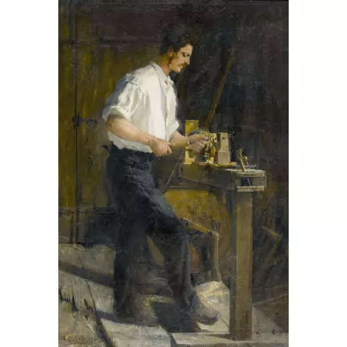 Handwerker beim Drechseln