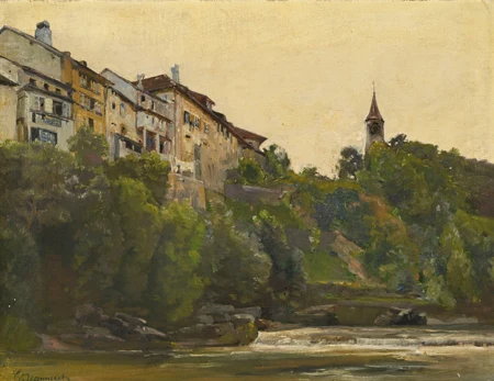 Ville au bord d'une rivière
