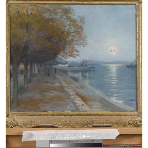 Gustave Poetzsch — "Nächtliche Strandpromenade bei Neuenburg".