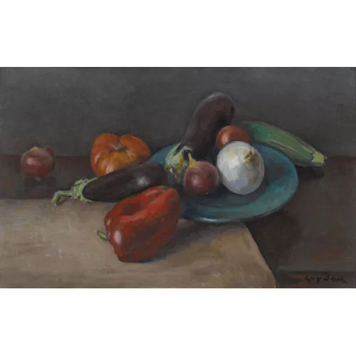 Guy Baer — "Aubergines et poivrons".