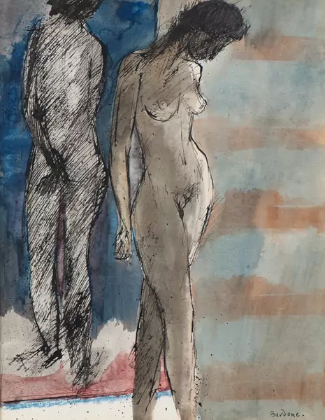 Guy BARDONE (1927-2015), "Nu féminin", encre et aquarelle — DognyAuction