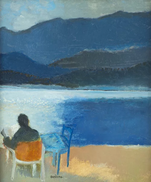 Guy Bardone — Guy BARDONE (1927-2015) "Le liseur - Karpathos", huile