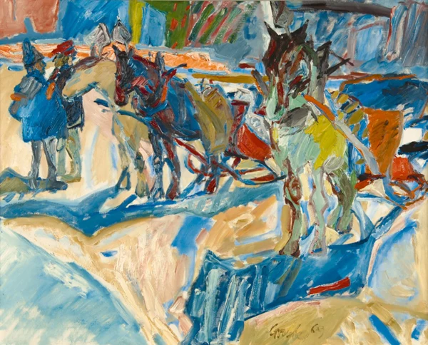 Hannes Gruber — Pferdeschlitten in Sils Maria, 1969