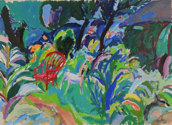Hannes Gruber — Sitzplatz im Garten, 1969