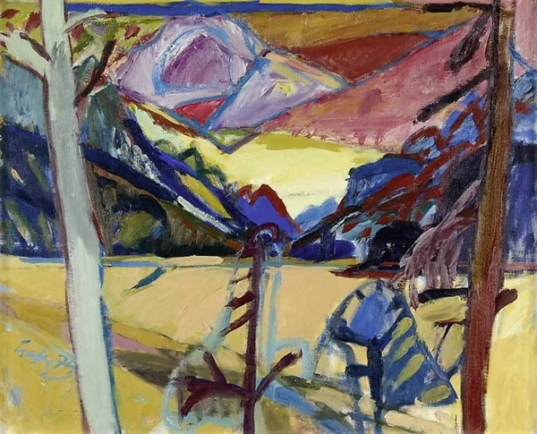 Hannes Gruber — Landschaft mit Bergen, 1974