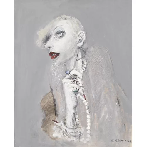 Hannes Portmann — Porträt einer Dame mit Schmuck.