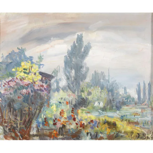 Hanni Bay — Landschaftspartie mit Blumengarten.