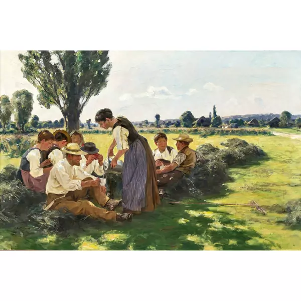 Rast bei der Heuernte