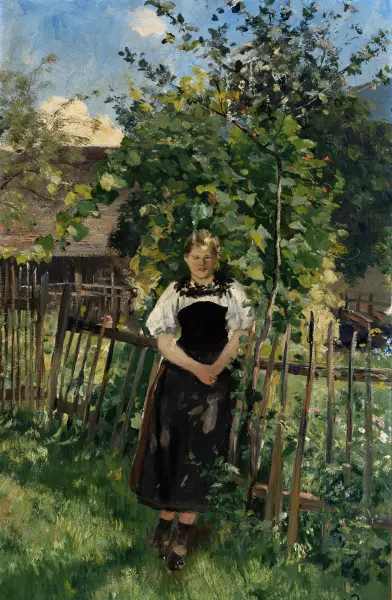 Bauernmädchen im Garten